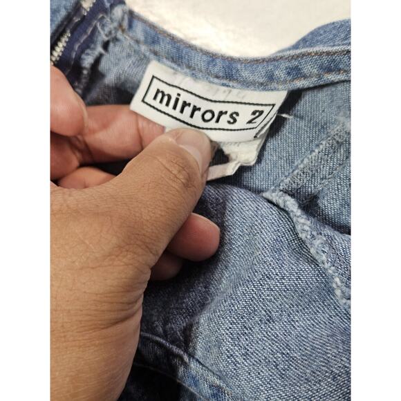 Mirror 2 Denim Dress Sleeveless Fitted Dress Womens Size **S-M Back Slit - Picture 3 of 9